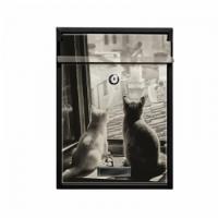 65.373 ящик почтовый уличный черный с принтом Коты в окне