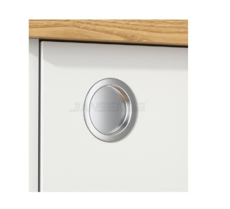 695 Ручка для амбарной двери LOFT. Врезная, круглая хром. Диметр внутр/внеш  44/52 мм.