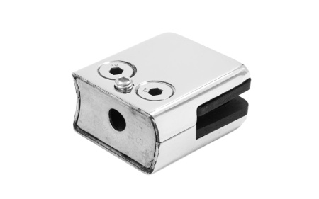 Стеклодержатель на стойку Д38мм, штампованный квадратный, р-р 40х24х48 (aisi 304)