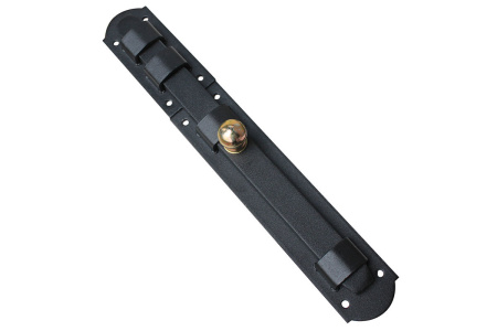 041200 Засов горизонтальный для распашных ворот, с плоским штоком, черный цвет, р-р 200х40мм, шток 20х8мм.