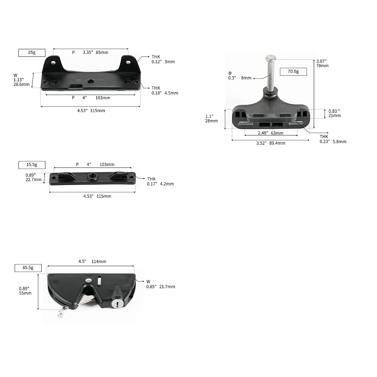 JL250223 защелка для ворот и калитки из нейлона