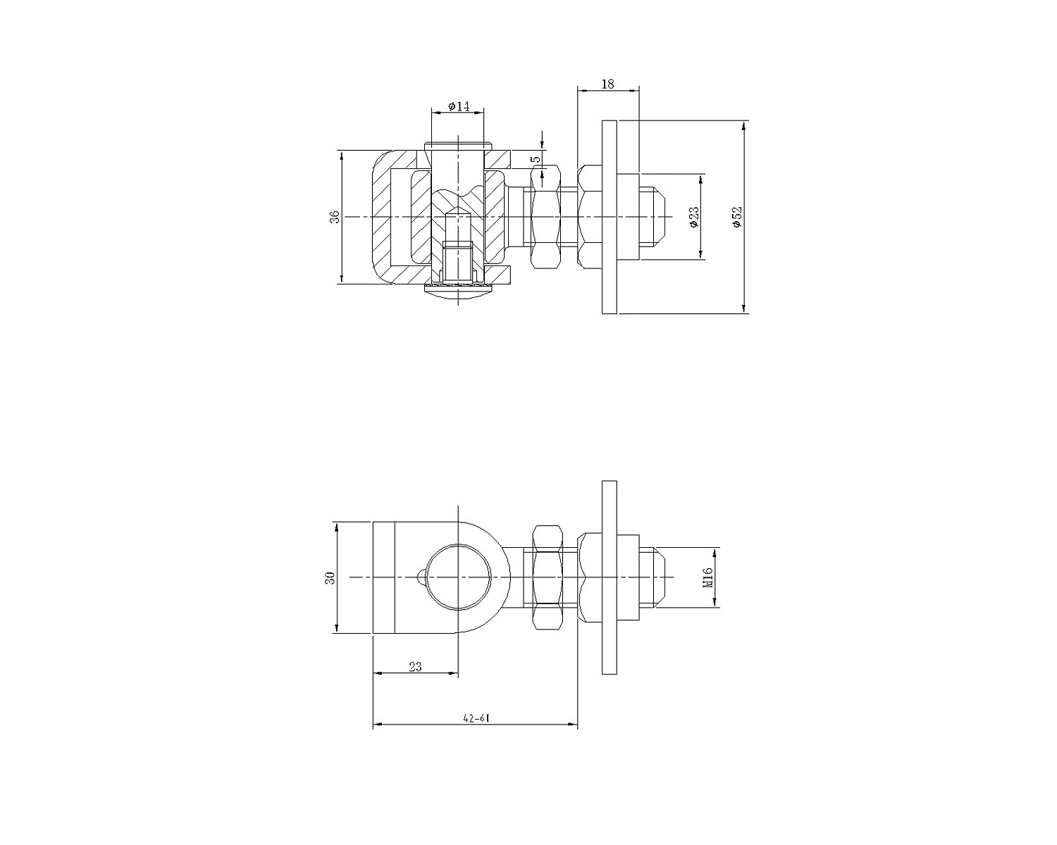 JL02E Петля регулируемая с кольцом под сварку М16