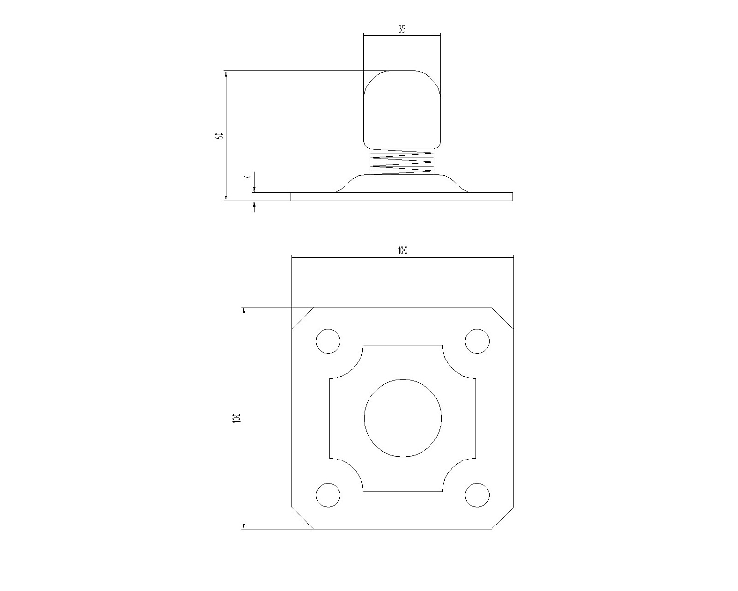 MX14A отбойник прикручиваемый с квадратной пластиной