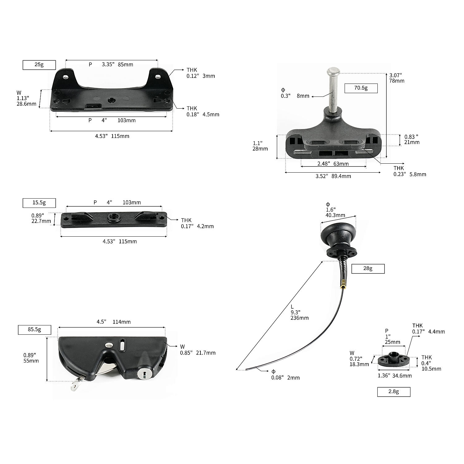 JL250224 защелка для ворот и калитки из нейлона с петлицей