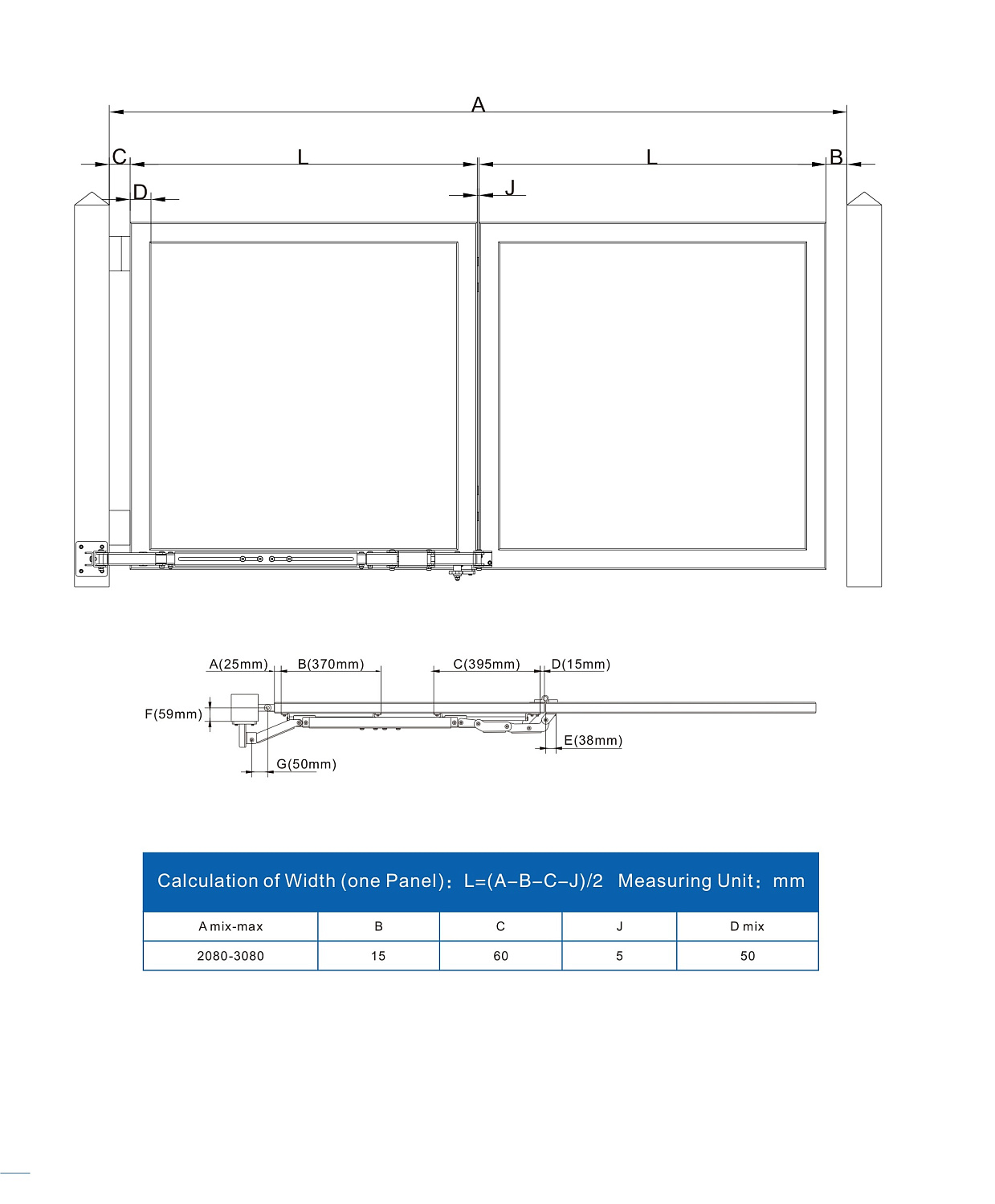 ZDMTJ02A Комплект для складчатых распашных ворот до 6 метров